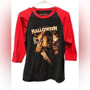 Halloween Graphic Men's Short Sleeve Tee - Red and Black MEDIUM